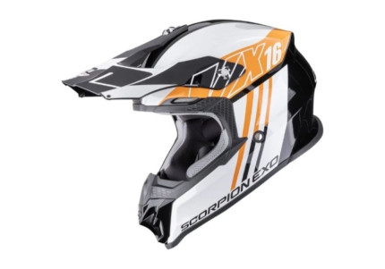 Мотошолом Scorpion VX-16 Evo Air Matt Black White Orange Мотошолом Scorpion VX-16 Evo Air Matt Black White Orange