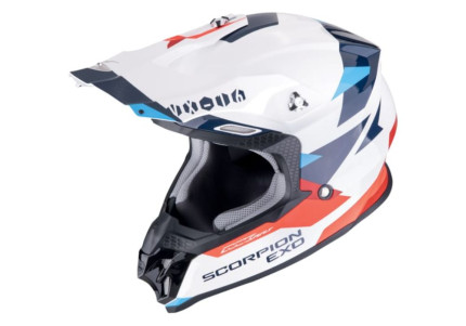 Мотошолом Scorpion VX-16 Evo Air Rod White Red Blue Мотошолом Scorpion VX-16 Evo Air Rod White Red Blue